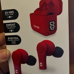 iHome Crimson Wireless Earbuds with Digital Display
